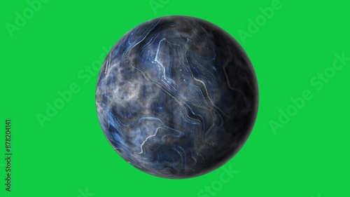 mysterious unknown navy planet color rotation in green screen
