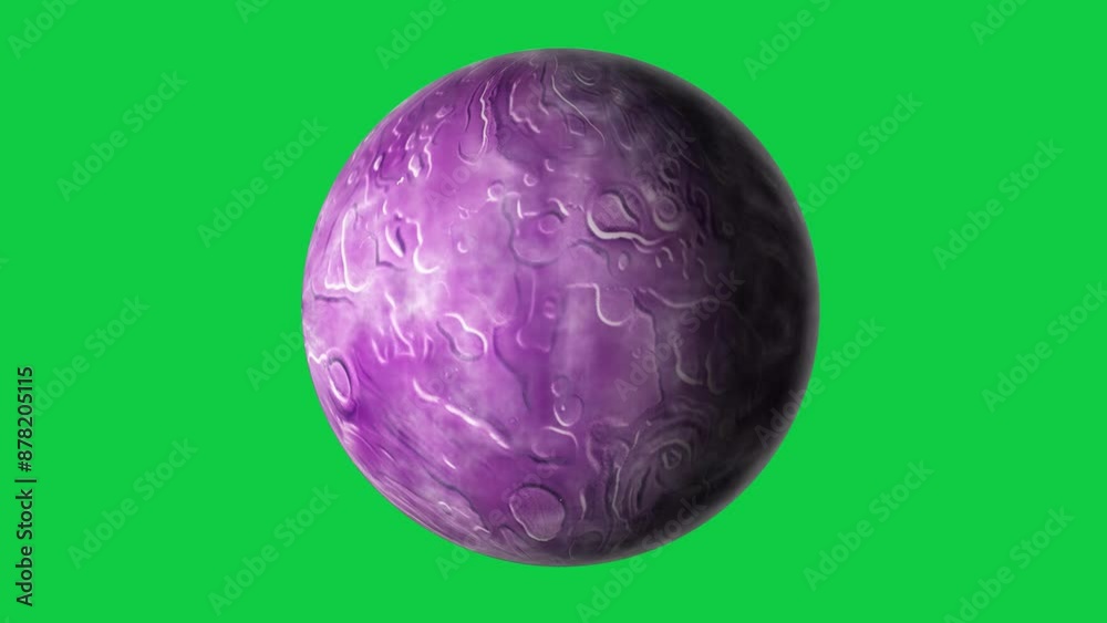 abstract unknown planet with purple color rotation in green screen abstract unknown planet with purple color rotation in green screen
