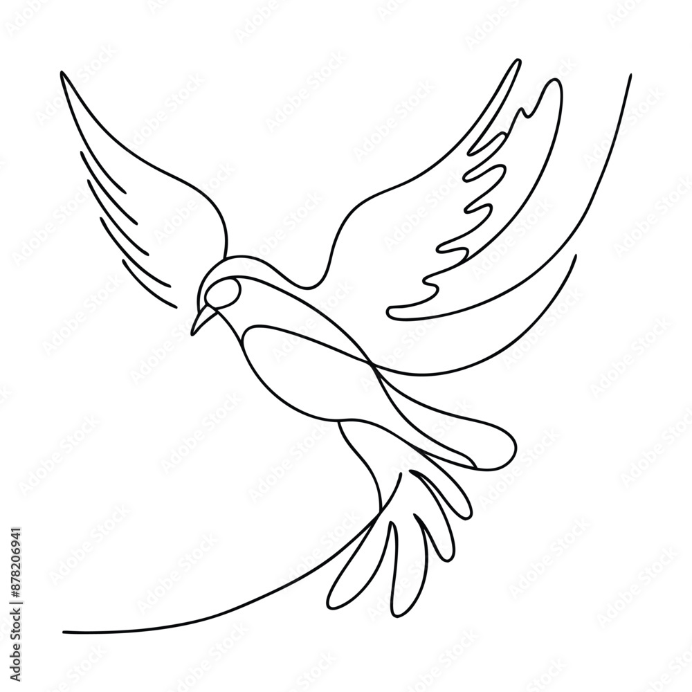 Obraz premium a dove, line art vector illustration isolated on a white background
