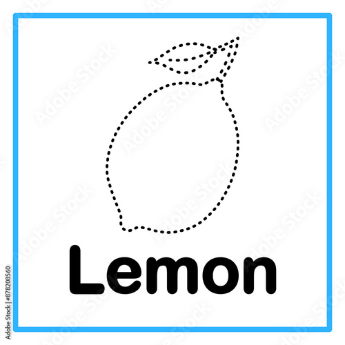 tracing lemon fruit alphabet illustration