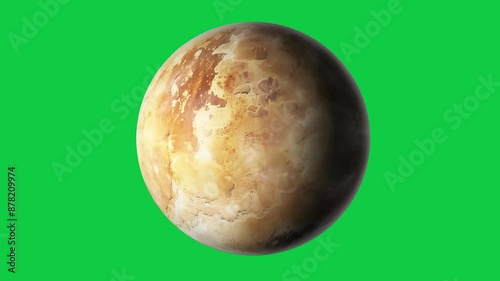 mysterious abstract beige color unknown fantasy planet rotating in green screen