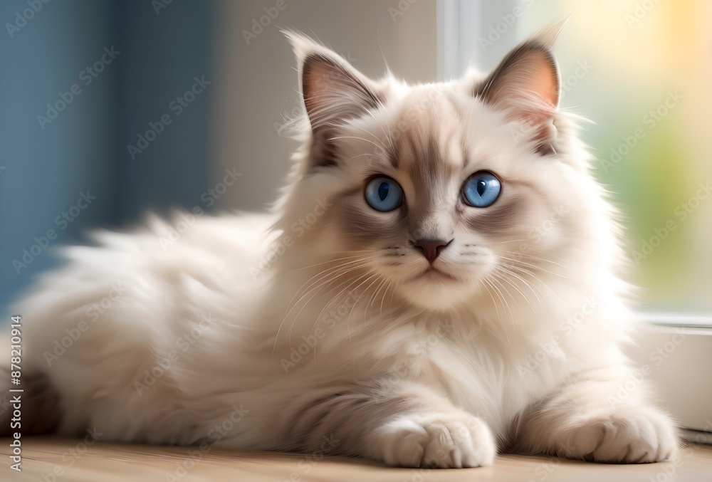 portrait of a beautiful domestic cat, purebred Ragdoll portrait of a beautiful domestic cat, purebred Ragdoll