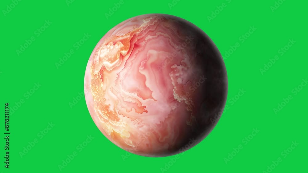 mysterious unknown planet with peach color rotation in green screen mysterious unknown planet with peach color rotation in green screen