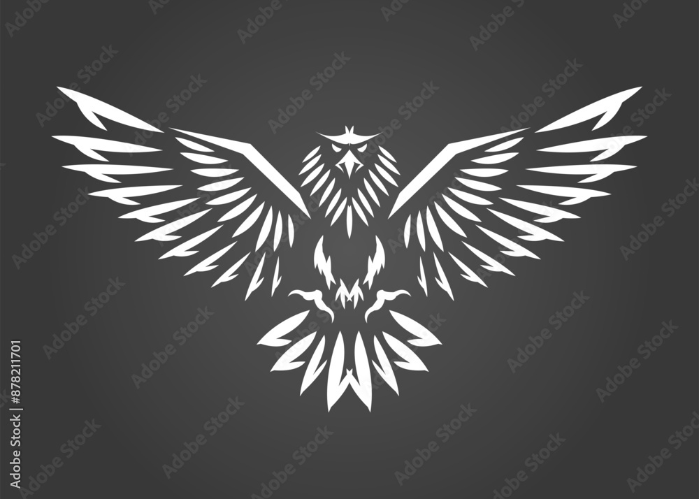 Obraz premium Eagle and wings logo, hawk or bird emblem, furious icon, brave, luxury and adventurous style, for business or company, flying bird