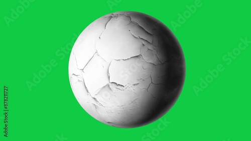 unknown fantasy planet with white color rotation in green screen
