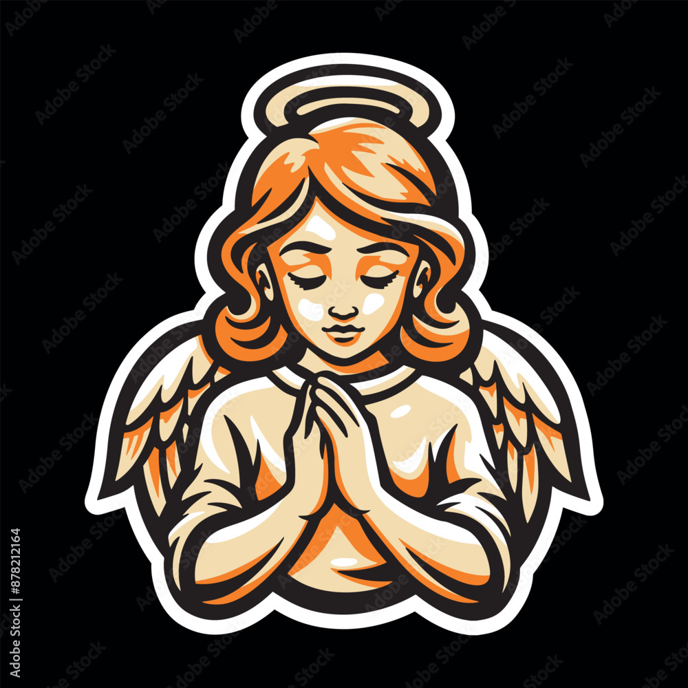 vector illustration of a praying angel on a black background background vector illustration of a praying angel on a black background background