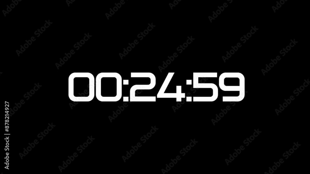 Backward Counting Sequence. From 30 to 0 Seconds. Countdown Timer with digital numbers on black.
Backward Counting Sequence. From 30 to 0 Seconds. Countdown Timer with digital numbers on black.