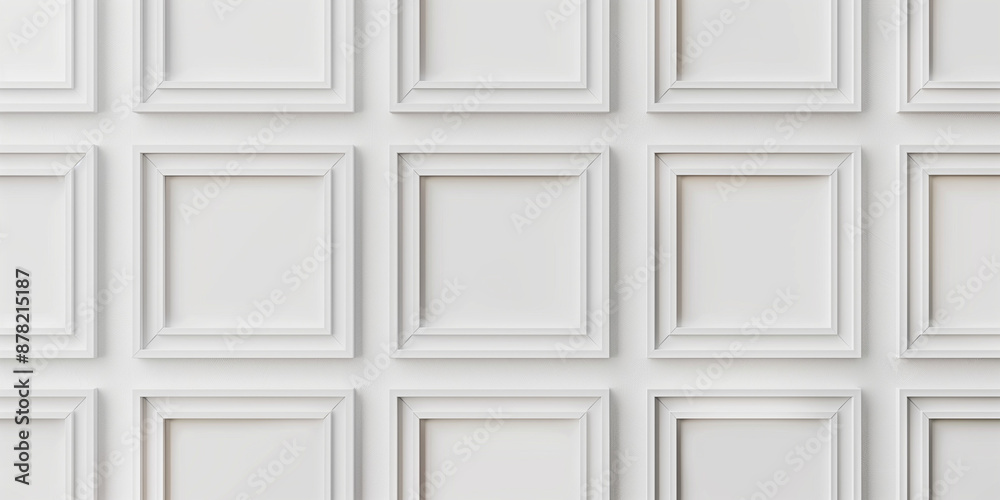 Fototapeta premium Realistic frame mockup, square collection. Blank frame border mockups. Isolated white pictures frames
