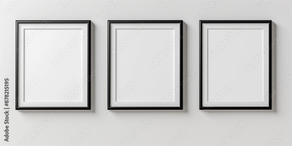 Realistic frame mockup, square collection. Blank frame border mockups. Isolated white pictures frames