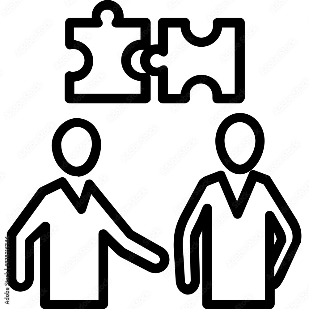 Couple Of Jigsaw vector icon in outline style Couple Of Jigsaw vector icon in outline style