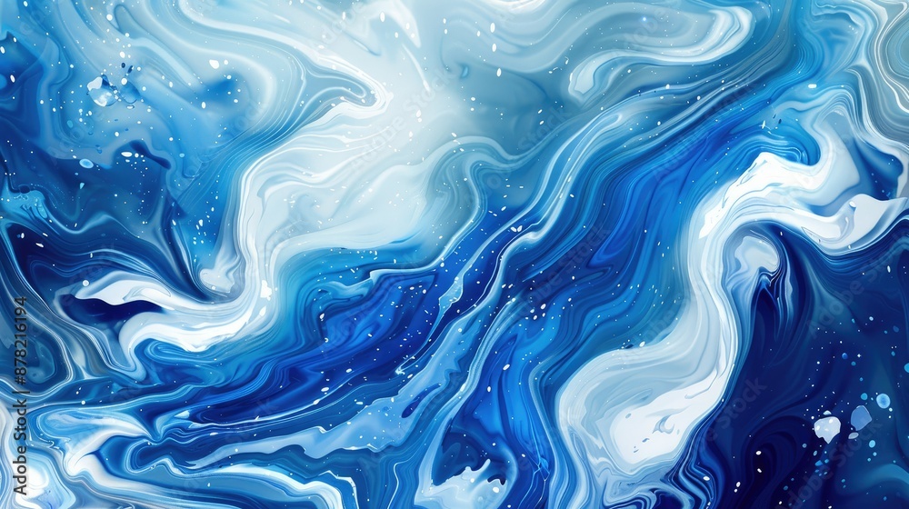 Abstract background with a dynamic, swirling pattern in shades of blue and white Abstract background with a dynamic, swirling pattern in shades of blue and white