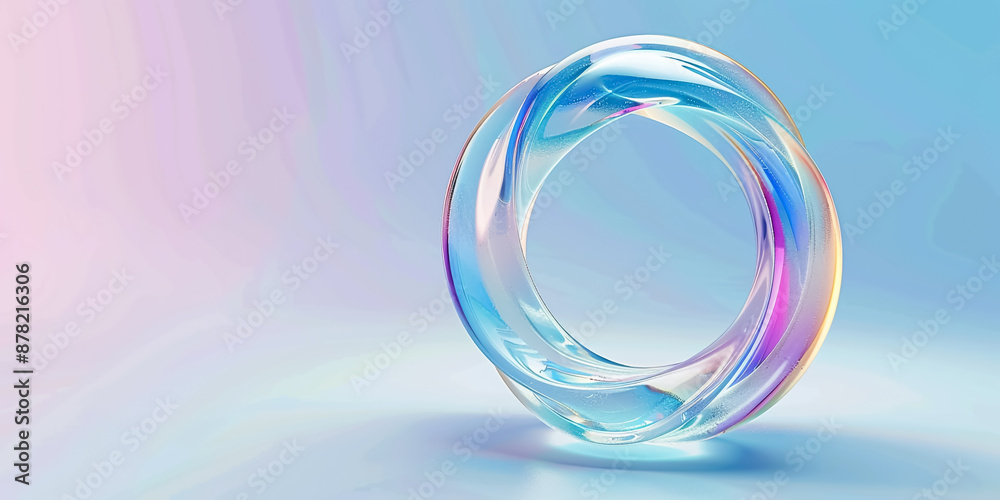 A three-dimensional, colorful wave background made of glass material with a light blue background
A three-dimensional, colorful wave background made of glass material with a light blue background