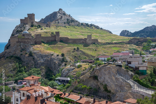 View of the Genoese fortress from Sugarloaf Mountain. Sudak, Crimea