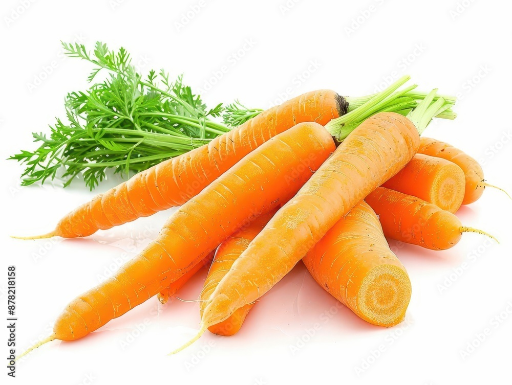 fresh organic carrots arranged artfully on white background vibrant orange color and green tops highlight natural beauty and farmfresh quality of vegetables fresh organic carrots arranged artfully on white background vibrant orange color and green tops highlight natural beauty and farmfresh quality of vegetables