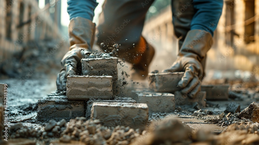 Construction Worker Laying Bricks Construction Worker Laying Bricks