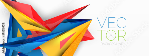 Minimal geometric abstract background. Low poly dynamic triangle design. Trendy techno business template for wallpaper, banner, background or landing