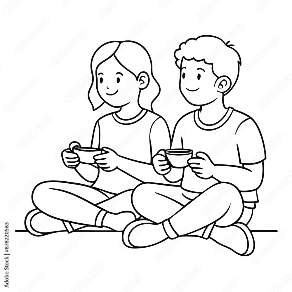 two kids playing video games. line art vector illustration, isolated on a white background
two kids playing video games. line art vector illustration, isolated on a white background