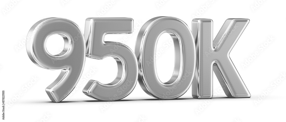 950k Followers Silver Number 3D Render