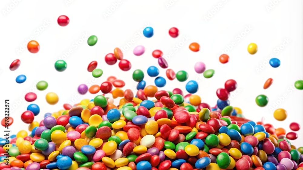 Fototapeta premium colorful candies falling isolated on white background
