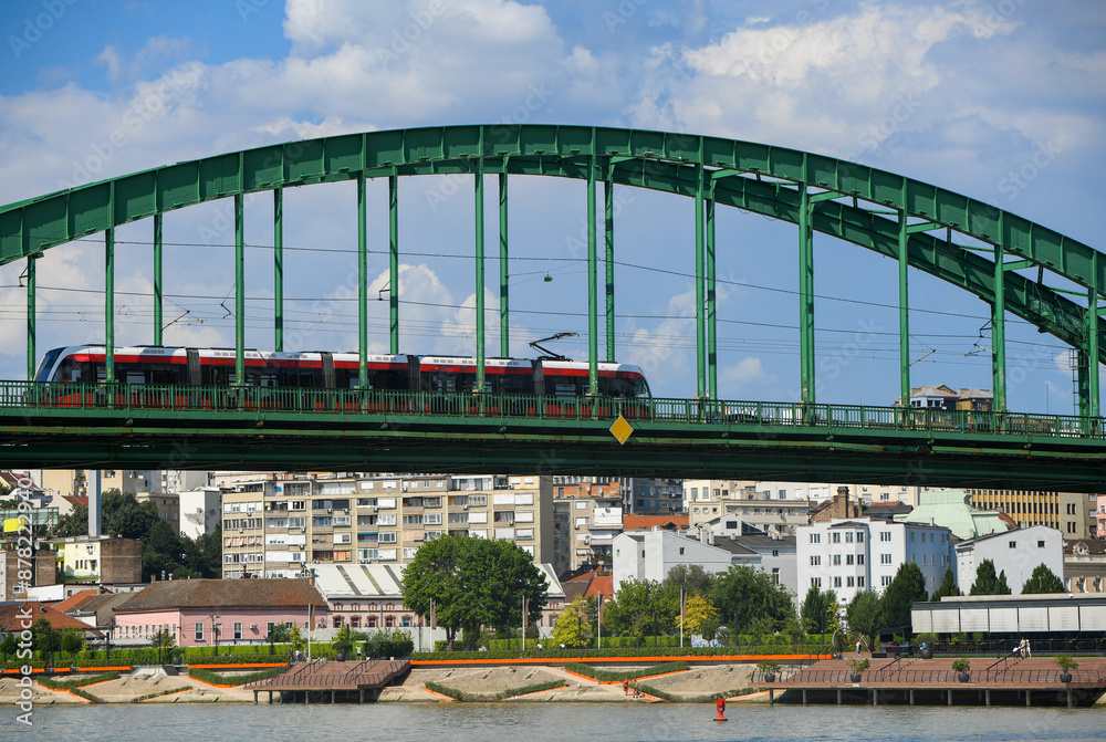 Obraz premium The Old Sava Bridge across Sava river in Belgrade, Serbia.