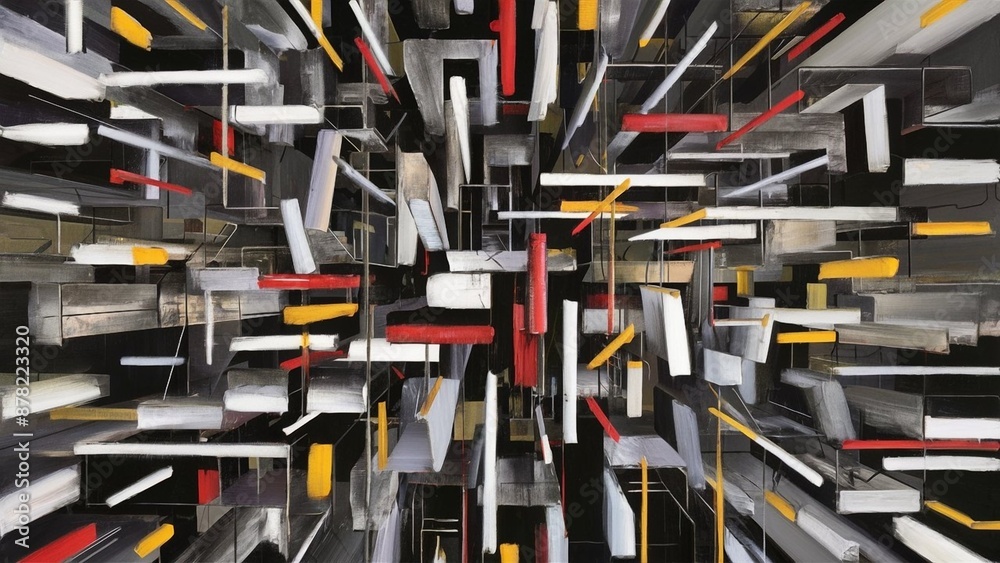 Fototapeta premium Vintage grunge black and white collage background featuring various textures and shapes.