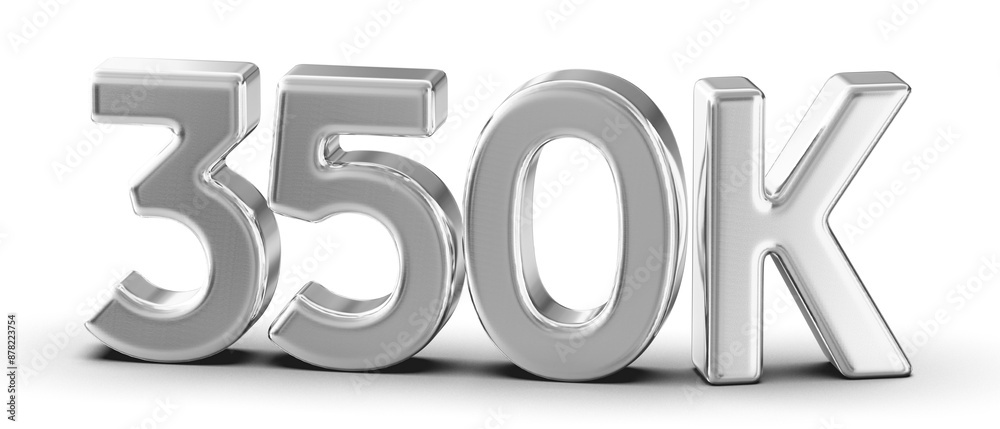 350k Followers Silver Number 3D Render 350k Followers Silver Number 3D Render