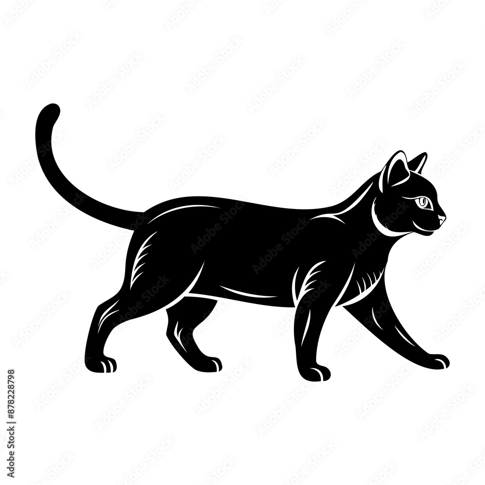 Cat Silhouette in Various Poses Cat Silhouette in Various Poses