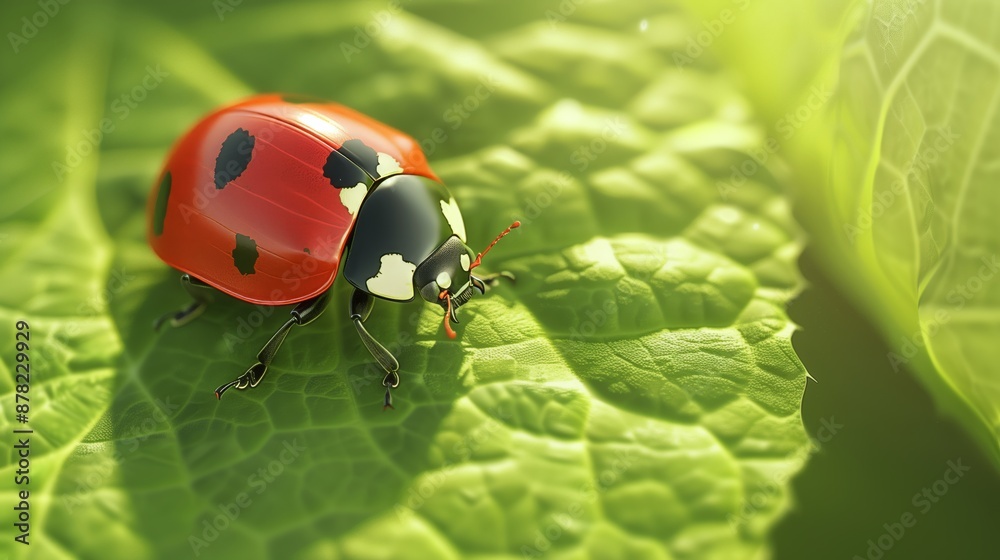 Realistic Ladybug on Leaf - 8K High-Resolution Nature Close-Up Realistic Ladybug on Leaf - 8K High-Resolution Nature Close-Up