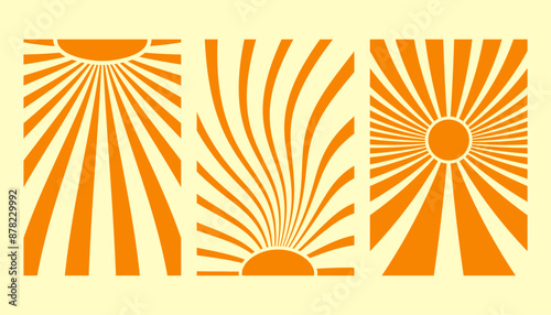 Sunny backgrounds. Vector illustrations set with Sun and Sun rays.