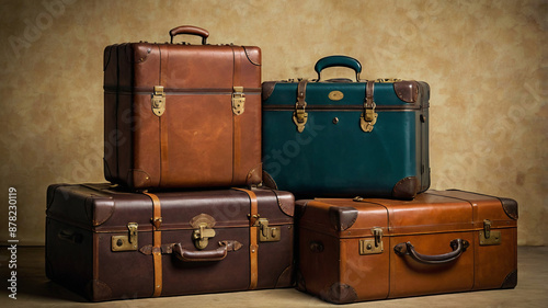 Vintage, old, antique suitcase travel luggage, baggage, use on the late 70's, 80's or 90's for travelling