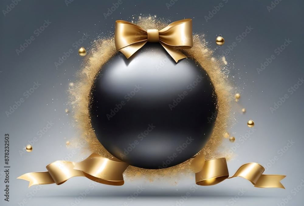 Fototapeta premium New Year greeting card, snow, New Year balls and place for text