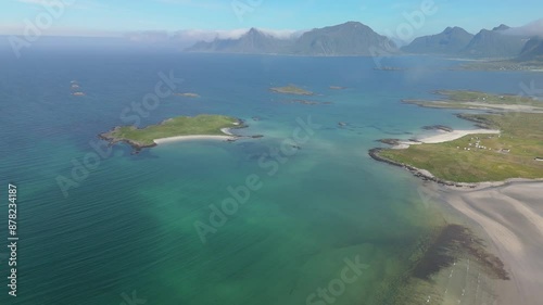 Wallpaper Mural The coastal islands offer stunning aerial views with clear turquoise waters and mountainous surroundings, Lofoten Norway Torontodigital.ca