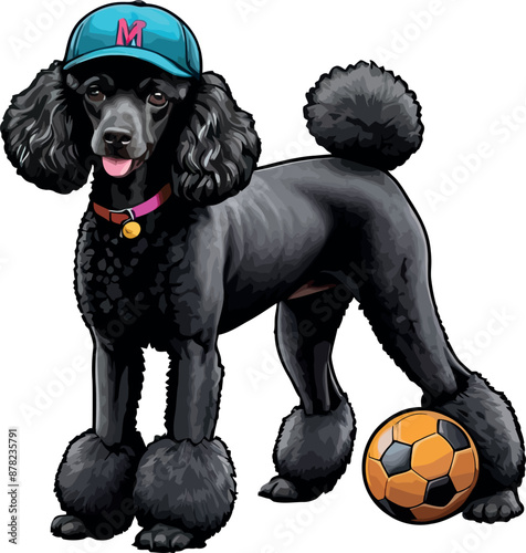 Beautiful Black Poodle dog Clipart Illustrations & vector 