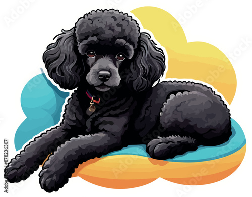 Beautiful Black Poodle dog Clipart Illustrations & vector 