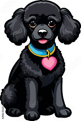 Beautiful Black Poodle dog Clipart Illustrations & vector 