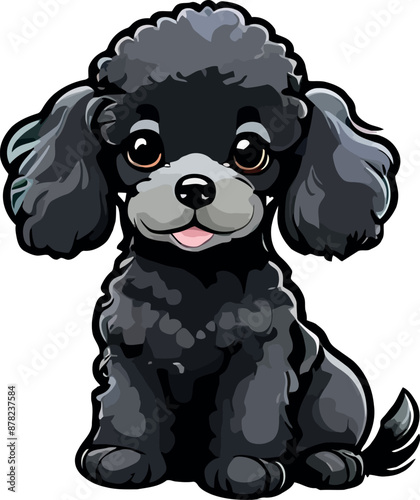 Beautiful Black Poodle dog Clipart Illustrations & vector 