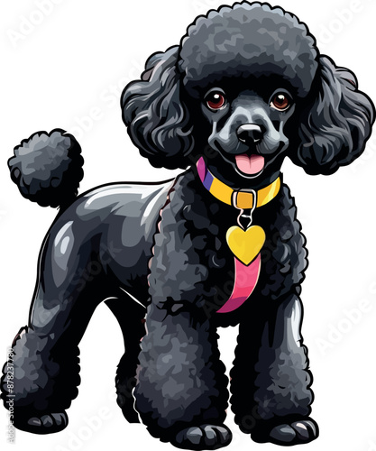 Beautiful Black Poodle dog Clipart Illustrations & vector 