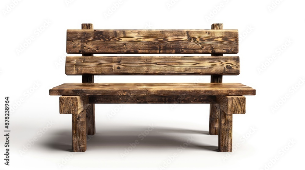 Wooden bench with backrest on white background Wooden bench with backrest on white background