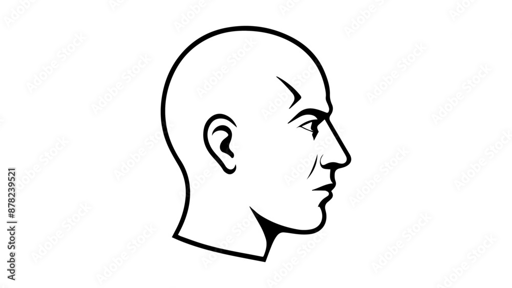 silhouette of a person face from side, simple profile illustration of a person without hair in vector