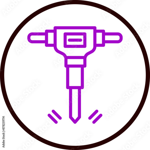 Hydraulic Breaker Vector Line Purple Circle black