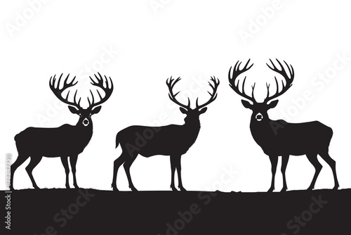 Vector illustration of deer animal silhouette with antlers