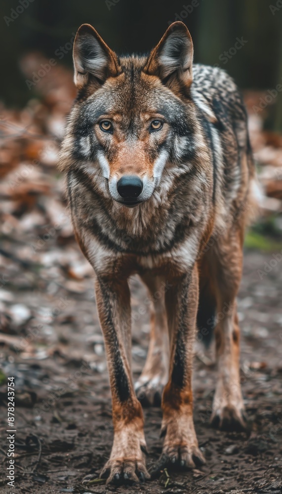 Wolves on the prowl in dense jungle, keenly alert for prey and potential threats in lush undergrowth Wolves on the prowl in dense jungle, keenly alert for prey and potential threats in lush undergrowth