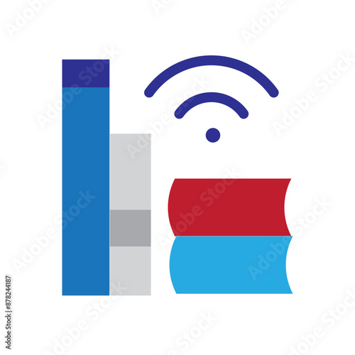 ELibrary Vector Flat Icon Design