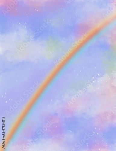 Fantasy pastel purple sky with rainbow and clouds 