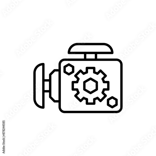 Machine engineering outline icons, minimalist vector illustration ,simple transparent graphic element .Isolated on white background