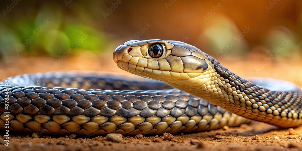 Obraz premium Close up of a Brazilian False Water Cobra slithering on the ground, Brazilian, False Water Cobra, snake, reptile