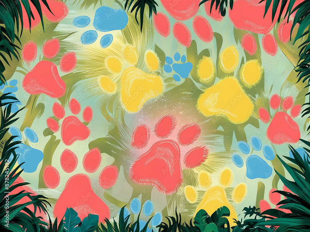 seamless pattern with pet paws cat and dog seamless pattern with pet paws cat and dog