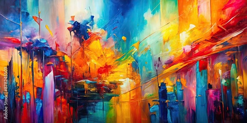Vibrant abstract expressionist paintings with bold strokes conveying movement and emotions , abstract, expressionist