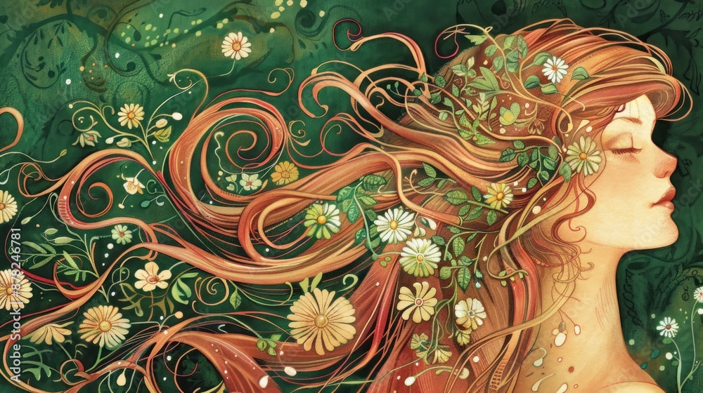 custom made wallpaper toronto digitalWoman with Flowers in Hair