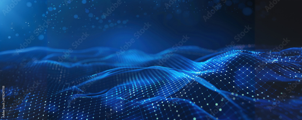 Abstract blue wavy pattern with digital dots Abstract blue wavy pattern with digital dots